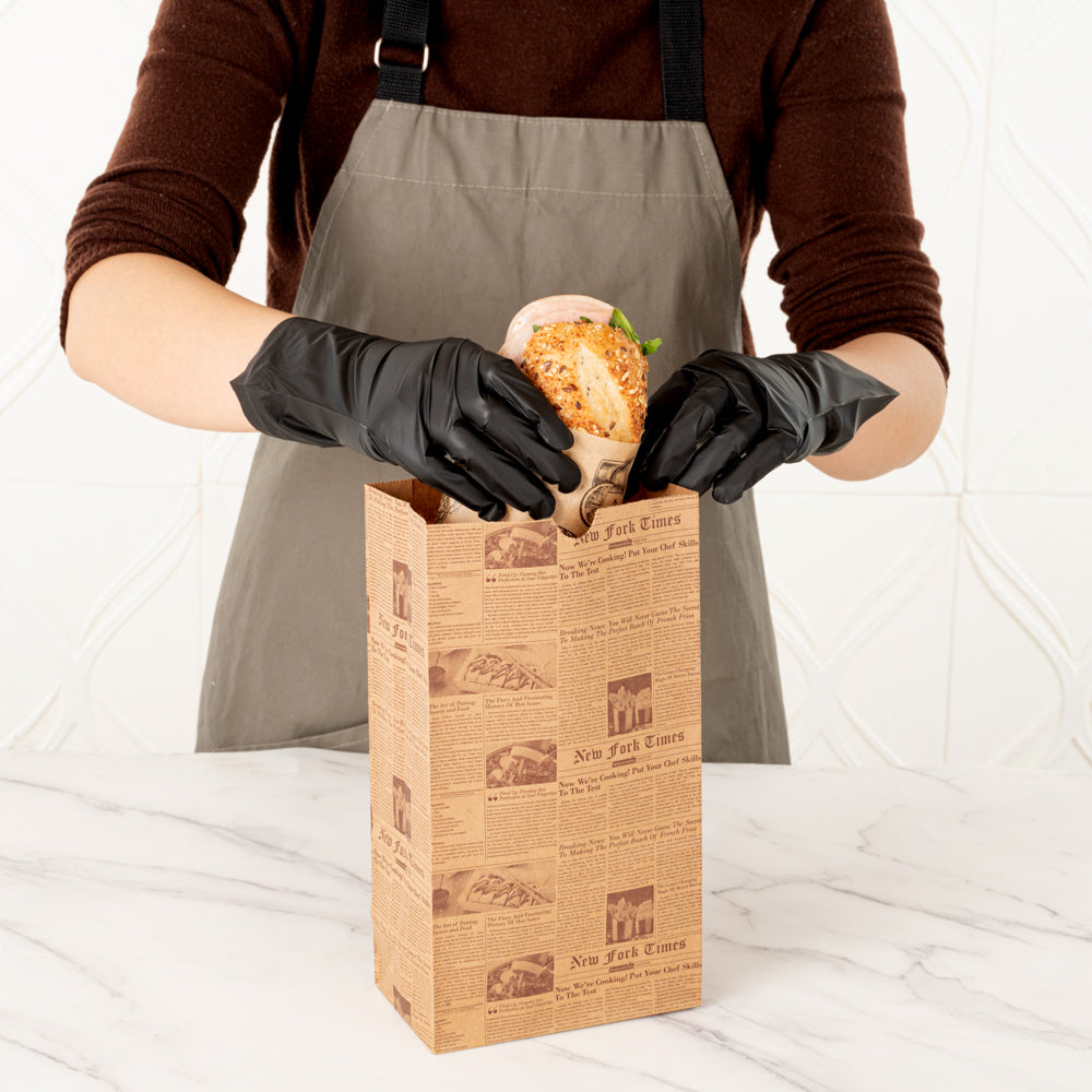 Bag Tek Kraft Newsprint Paper Bag - 6 lb - 6" x 3 1/2" x 10 3/4" - 100 count box