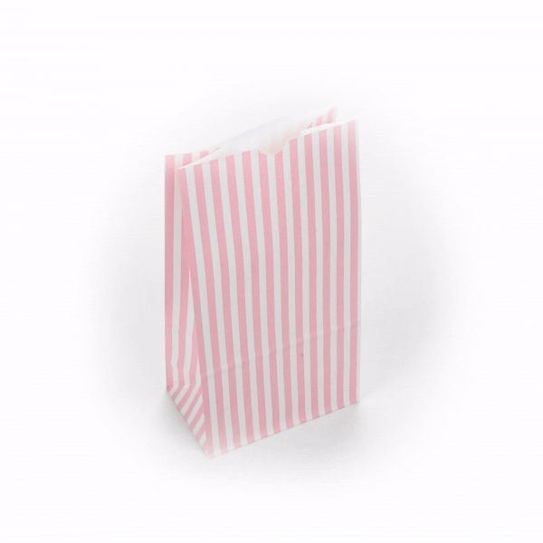 Bag Tek Pink and White Stripe Paper Bag - 6 lb - 6" x 3 1/2" x 10 3/4" - 100 count box