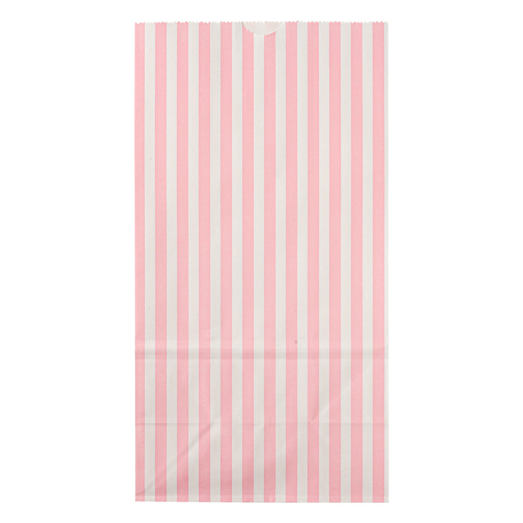 Bag Tek Pink and White Stripe Paper Bag - 6 lb - 6" x 3 1/2" x 10 3/4" - 100 count box