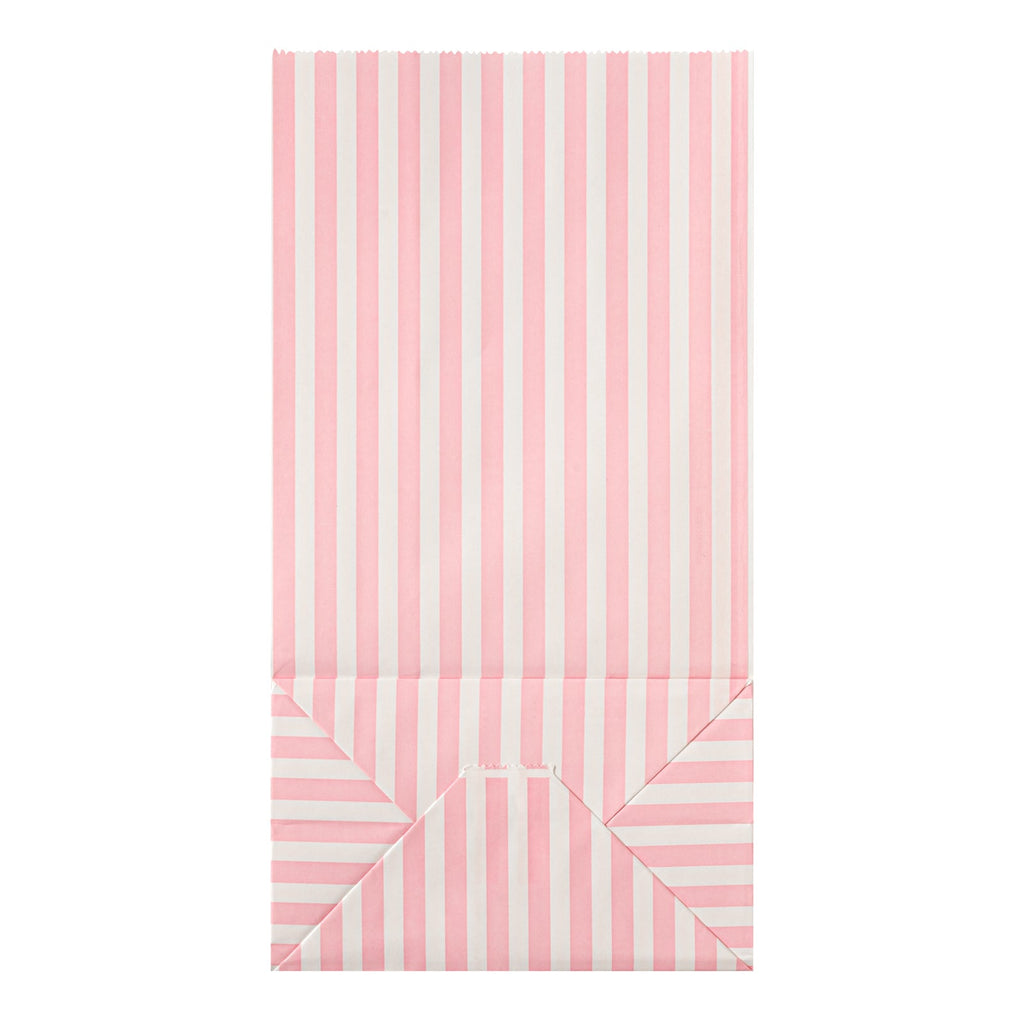Bag Tek Pink and White Stripe Paper Bag - 6 lb - 6" x 3 1/2" x 10 3/4" - 100 count box