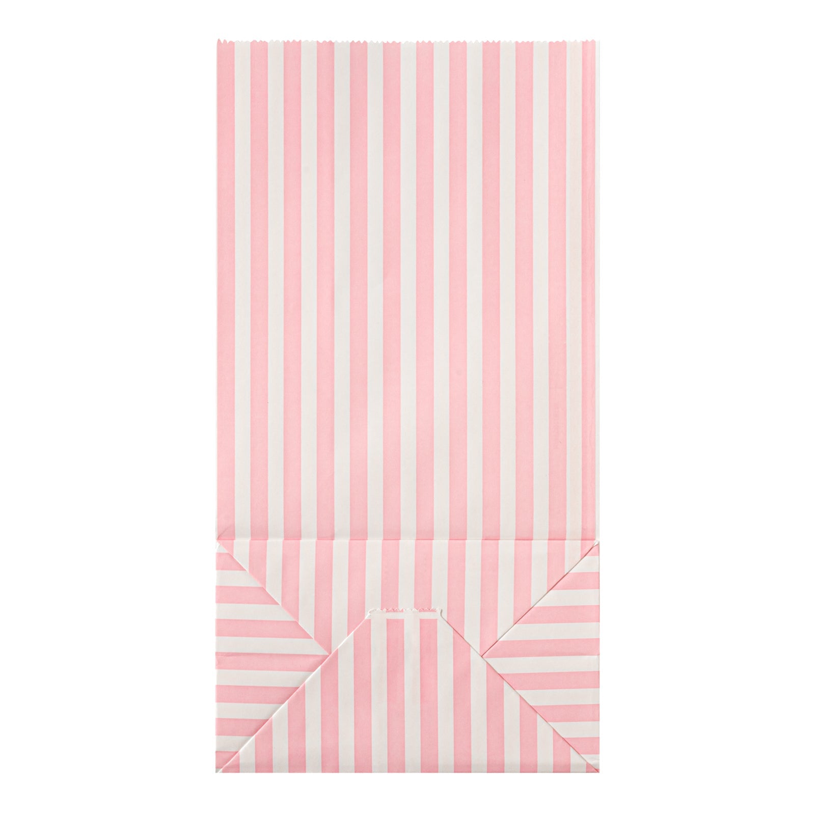 Bag Tek Pink and White Stripe Paper Bag - 6 lb - 6" x 3 1/2" x 10 3/4" - 100 count box