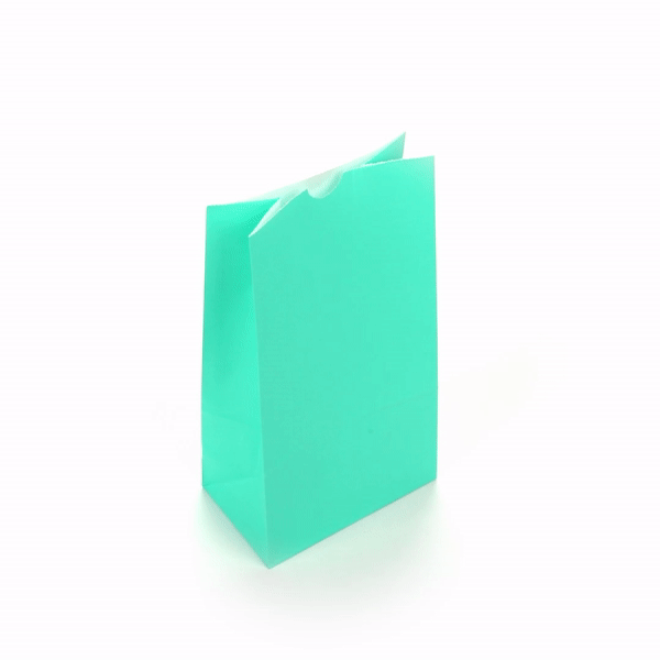 Bag Tek Turquoise Paper Bag - 6 lb - 6" x 3 1/2" x 10 3/4" - 100 count box