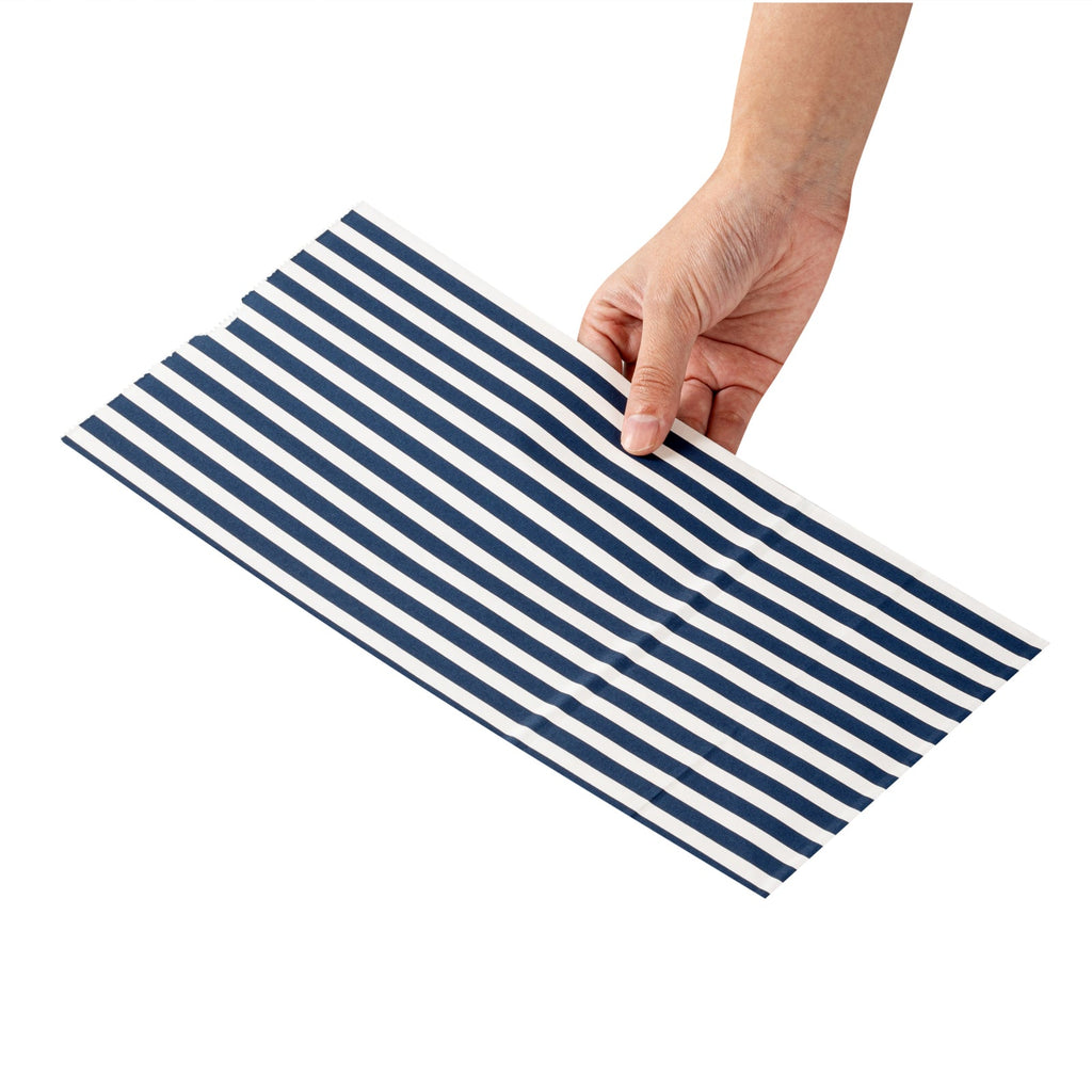 Bag Tek Blue and White Stripe Paper Bag - 8 lb - 6" x 4" x 11 3/4" - 100 count box