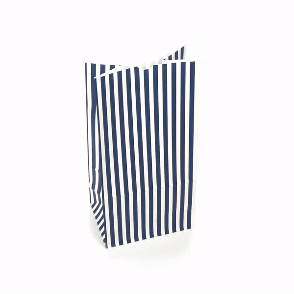 Bag Tek Blue and White Stripe Paper Bag - 8 lb - 6" x 4" x 11 3/4" - 100 count box