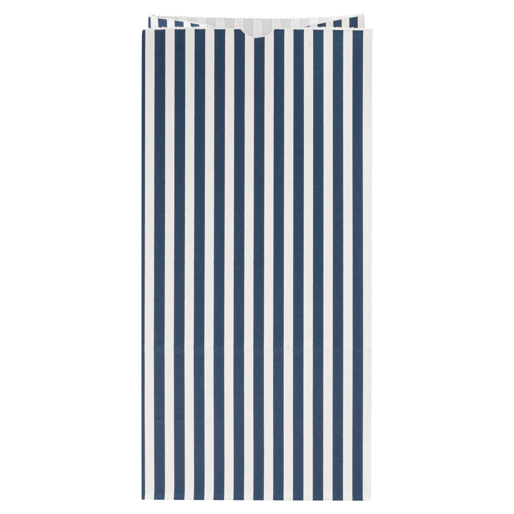 Bag Tek Blue and White Stripe Paper Bag - 8 lb - 6" x 4" x 11 3/4" - 100 count box
