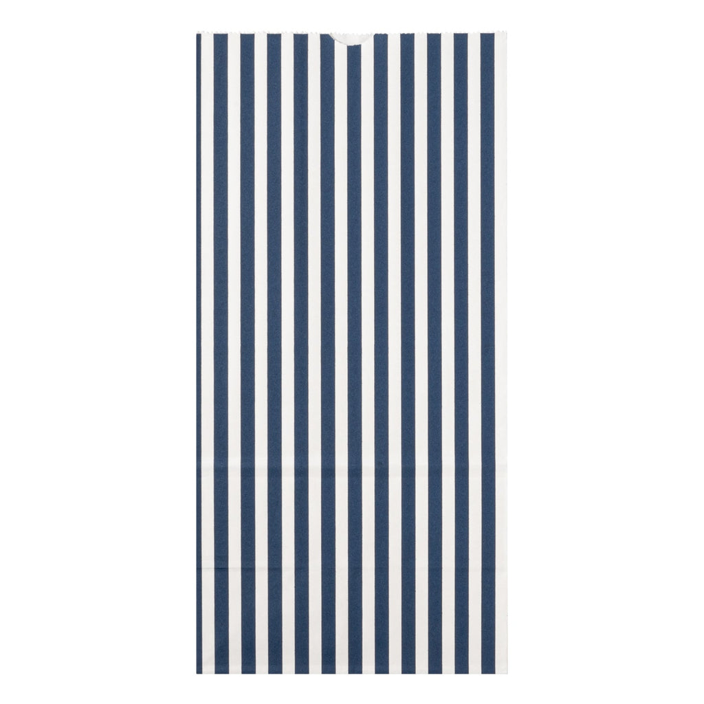 Bag Tek Blue and White Stripe Paper Bag - 8 lb - 6" x 4" x 11 3/4" - 100 count box