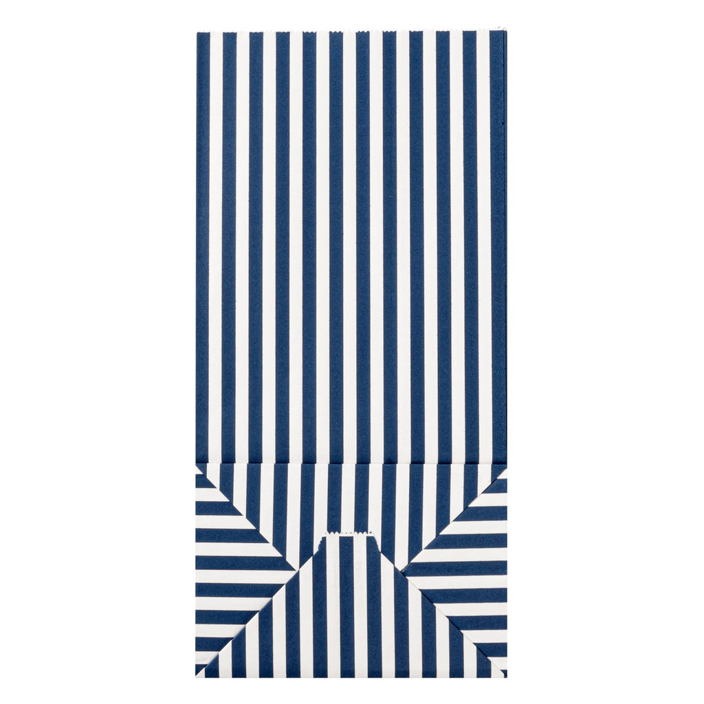 Bag Tek Blue and White Stripe Paper Bag - 8 lb - 6" x 4" x 11 3/4" - 100 count box
