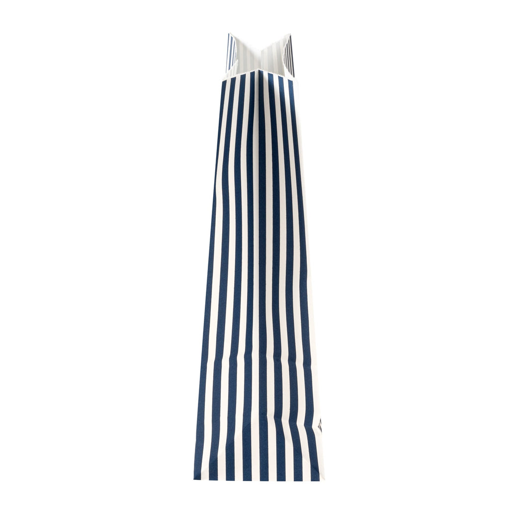 Bag Tek Blue and White Stripe Paper Bag - 8 lb - 6" x 4" x 11 3/4" - 100 count box