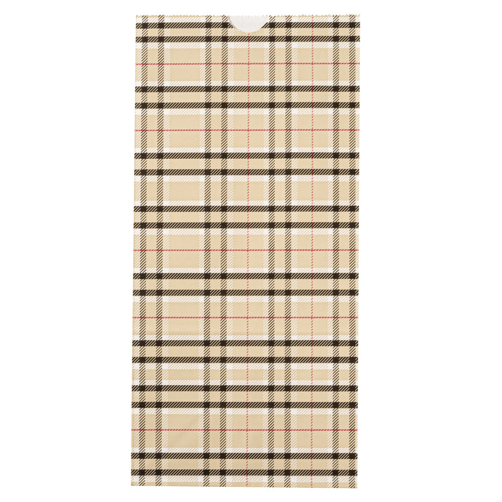 Bag Tek Plaid Paper Bag - 8 lb - 6" x 4" x 11 3/4" - 100 count box