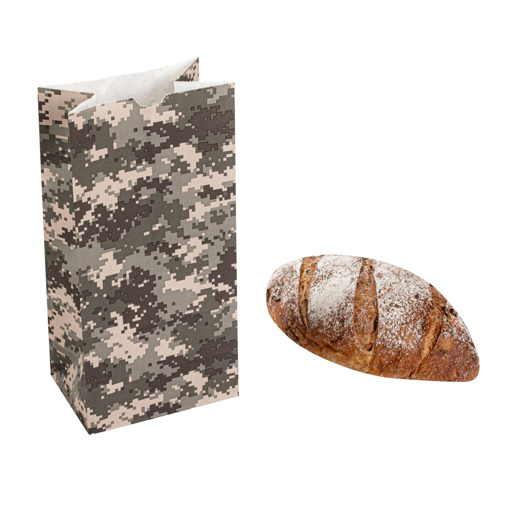 Bag Tek Camouflage Paper Bag - 8 lb - 6" x 4" x 11 3/4" - 100 count box