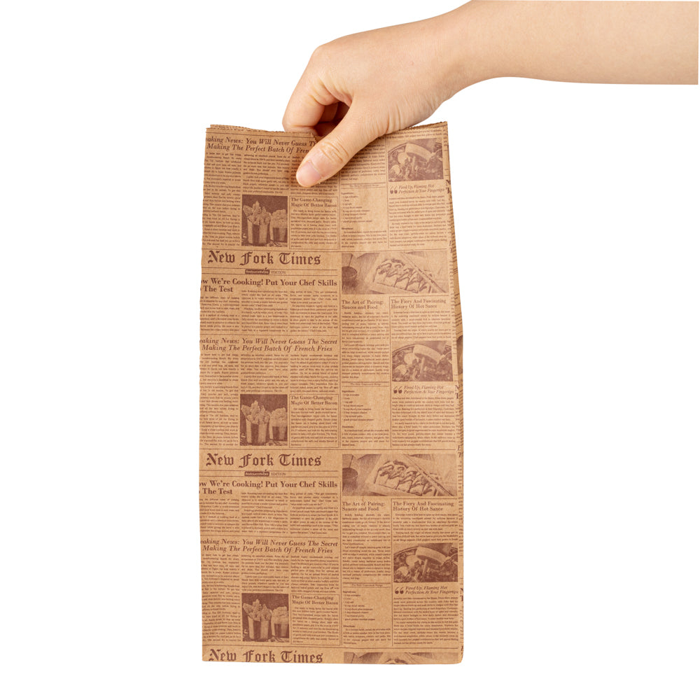 Bag Tek Kraft Newsprint Paper Bag - 8 lb - 6" x 4" x 11 3/4" - 100 count box