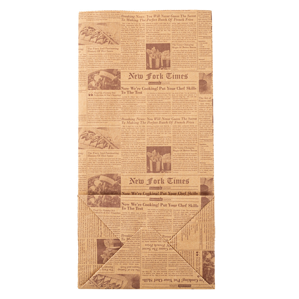 Bag Tek Kraft Newsprint Paper Bag - 8 lb - 6" x 4" x 11 3/4" - 100 count box