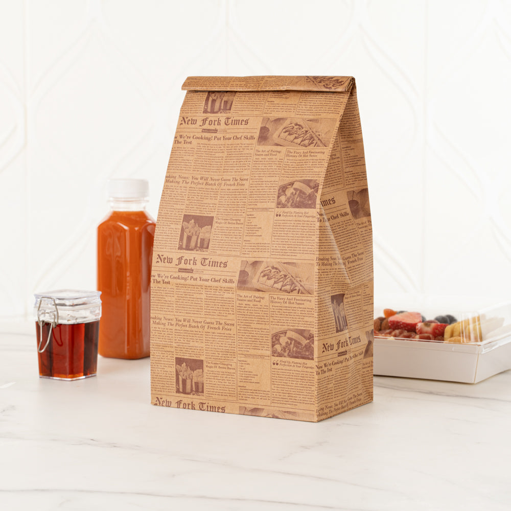 Bag Tek Kraft Newsprint Paper Bag - 8 lb - 6" x 4" x 11 3/4" - 100 count box