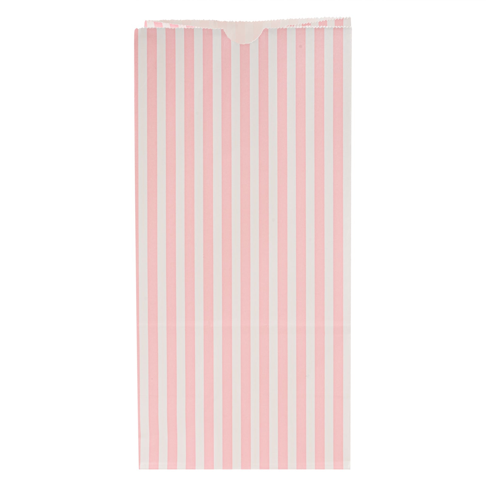 Bag Tek Pink and White Stripe Paper Bag - 8 lb - 6" x 4" x 11 3/4" - 100 count box