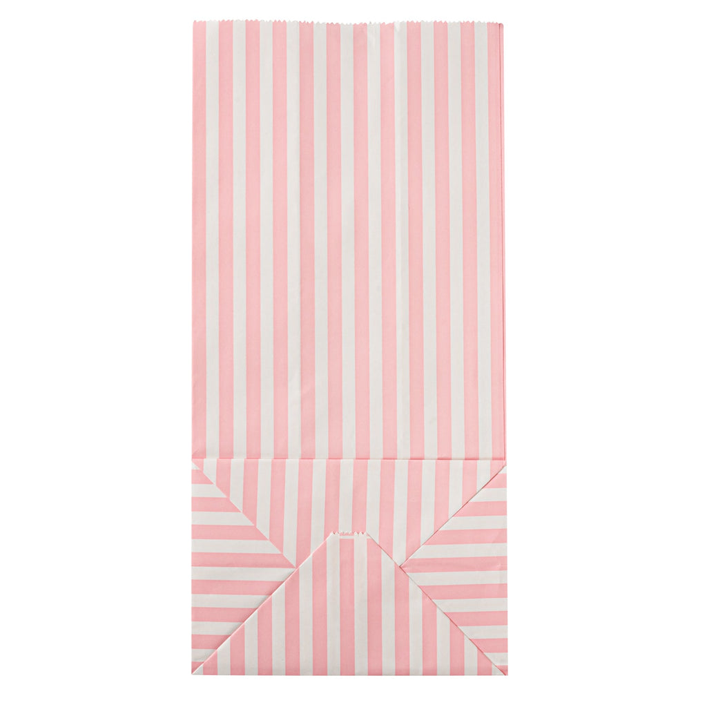 Bag Tek Pink and White Stripe Paper Bag - 8 lb - 6" x 4" x 11 3/4" - 100 count box