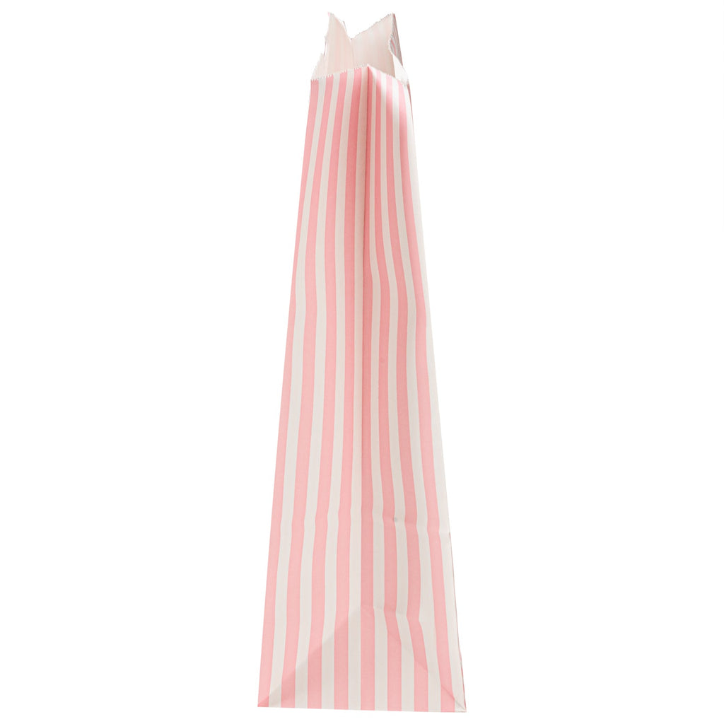 Bag Tek Pink and White Stripe Paper Bag - 8 lb - 6" x 4" x 11 3/4" - 100 count box