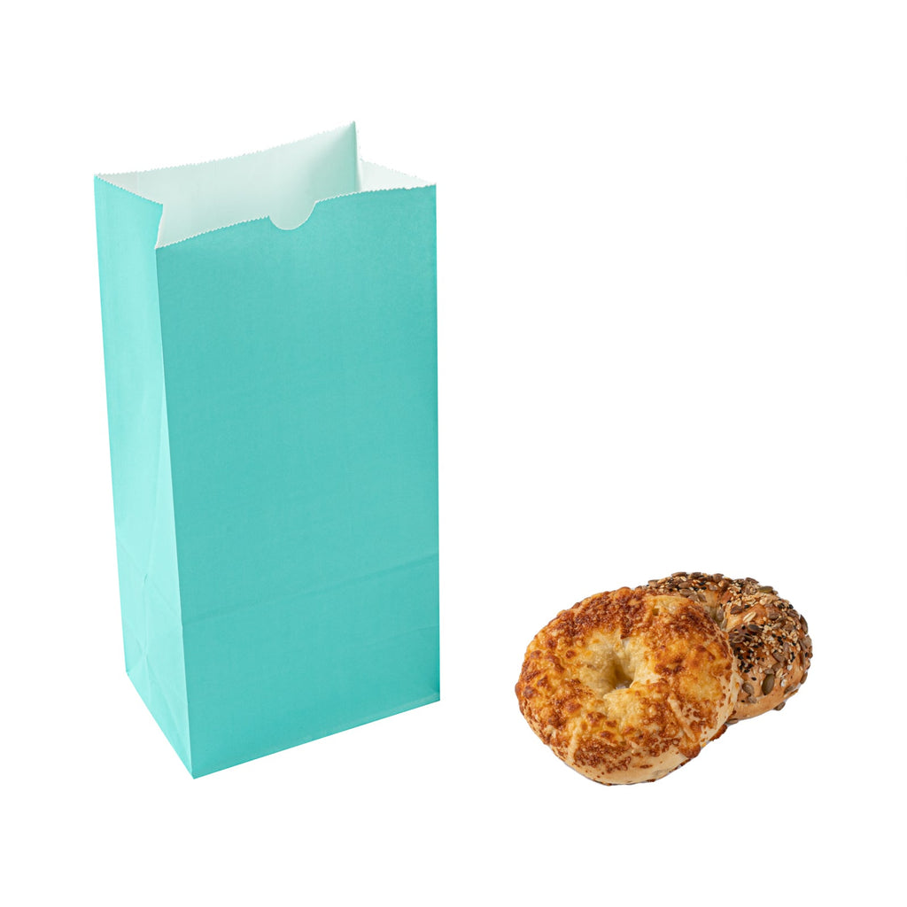 Bag Tek Turquoise Paper Bag - 8 lb - 6" x 4" x 11 3/4" - 100 count box