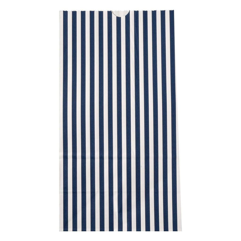 Bag Tek Blue and White Stripe Paper Bag - 12 lb - 7" x 4 1/4" x 12 1/2" - 100 count box