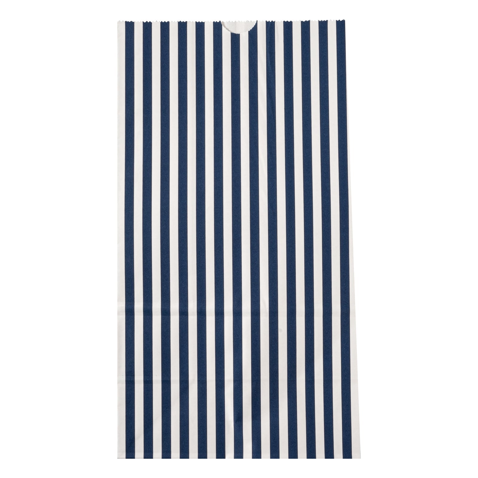 Bag Tek Blue and White Stripe Paper Bag - 12 lb - 7" x 4 1/4" x 12 1/2" - 100 count box