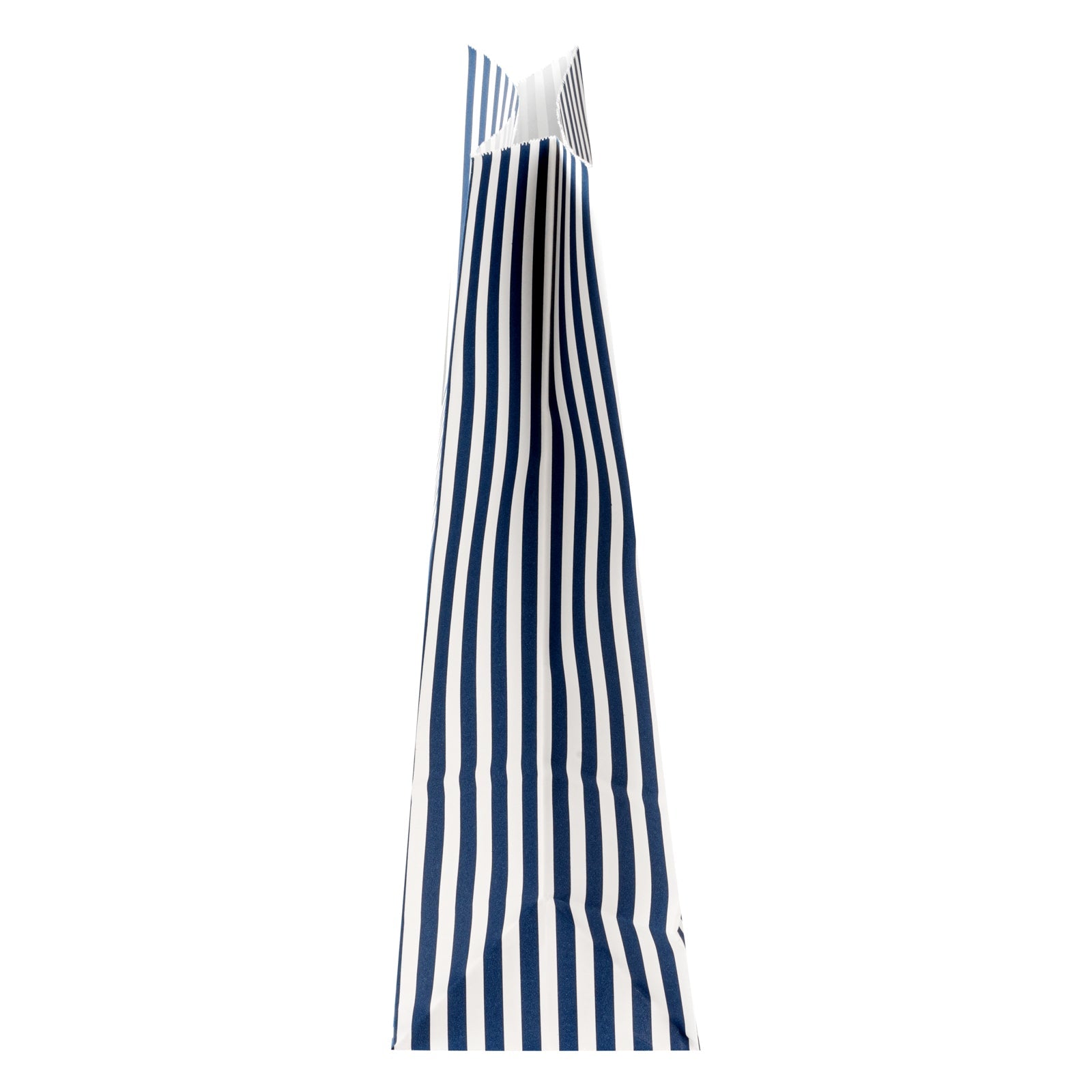 Bag Tek Blue and White Stripe Paper Bag - 12 lb - 7" x 4 1/4" x 12 1/2" - 100 count box