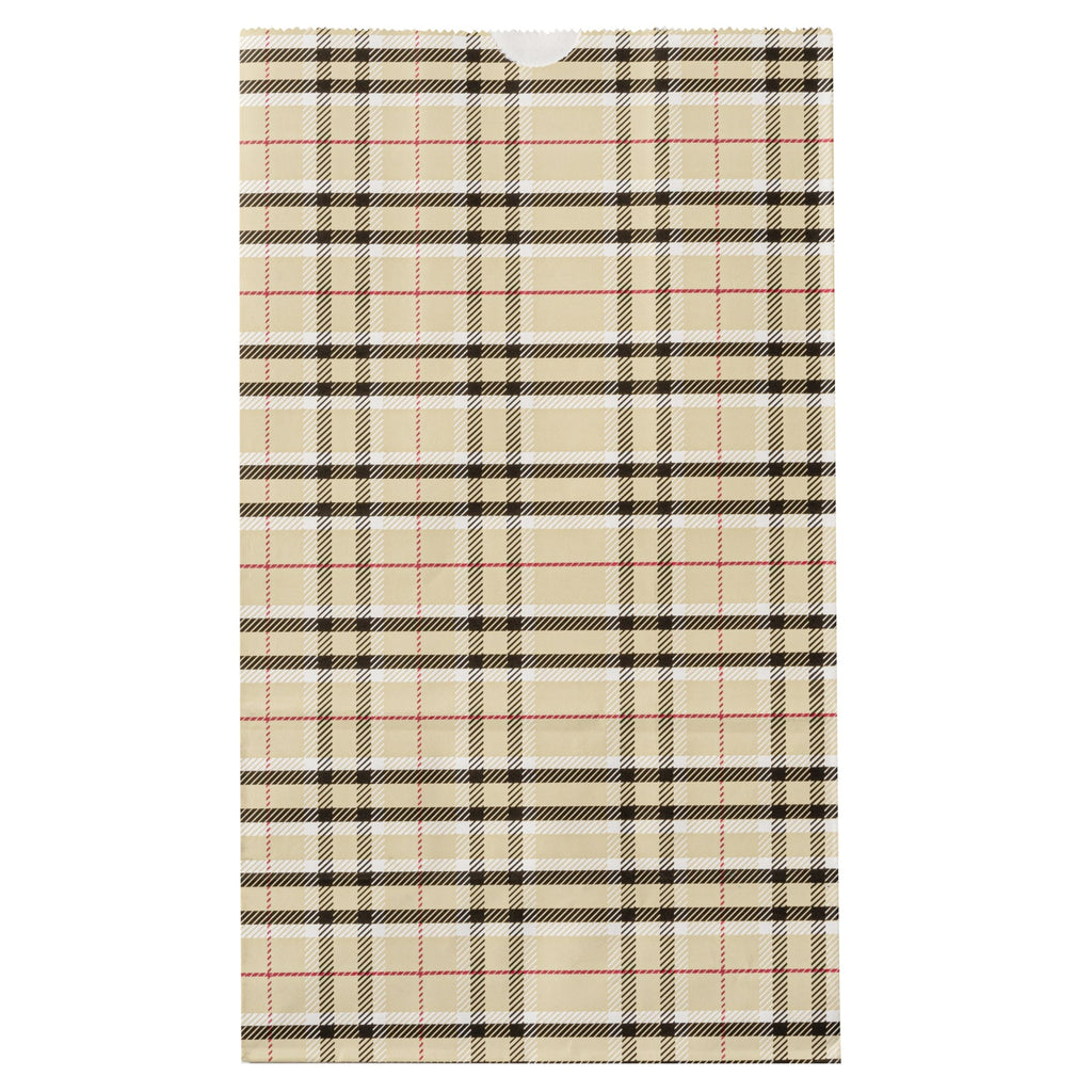 Bag Tek Plaid Paper Bag - 12 lb - 7" x 4 1/4" x 12 1/2" - 100 count box