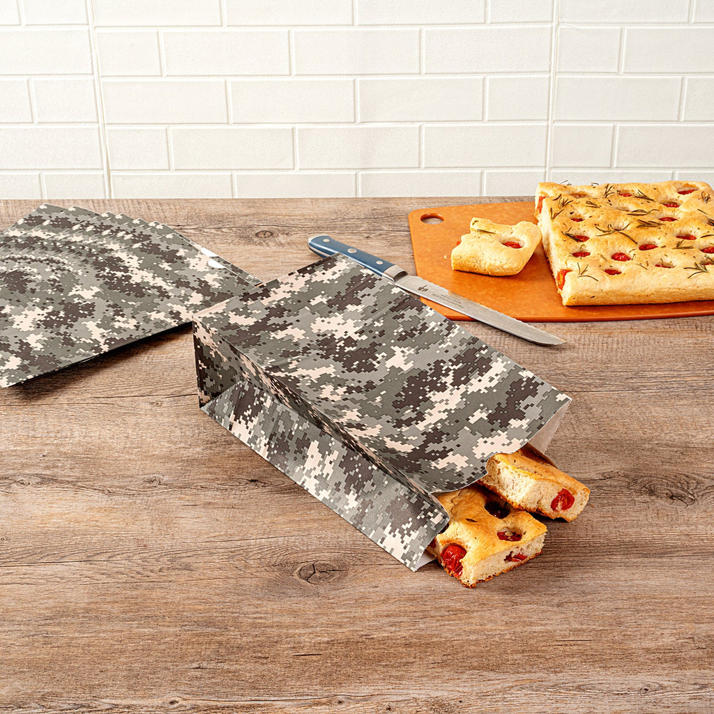 Bag Tek Camouflage Paper Bag - 12 lb - 7" x 4 1/4" x 12 1/2" - 100 count box