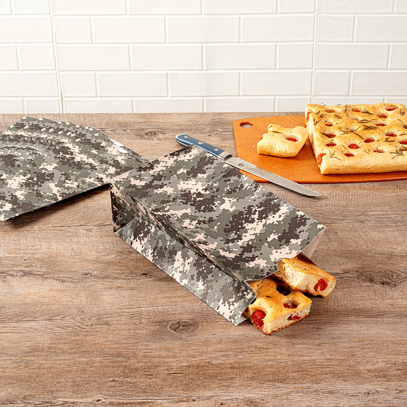 Bag Tek Camouflage Paper Bag - 12 lb - 7" x 4 1/4" x 12 1/2" - 100 count box