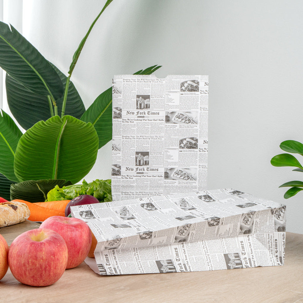 Bag Tek Newsprint Paper Bag - 12 lb - 7" x 4 1/4" x 12 1/2" - 100 count box