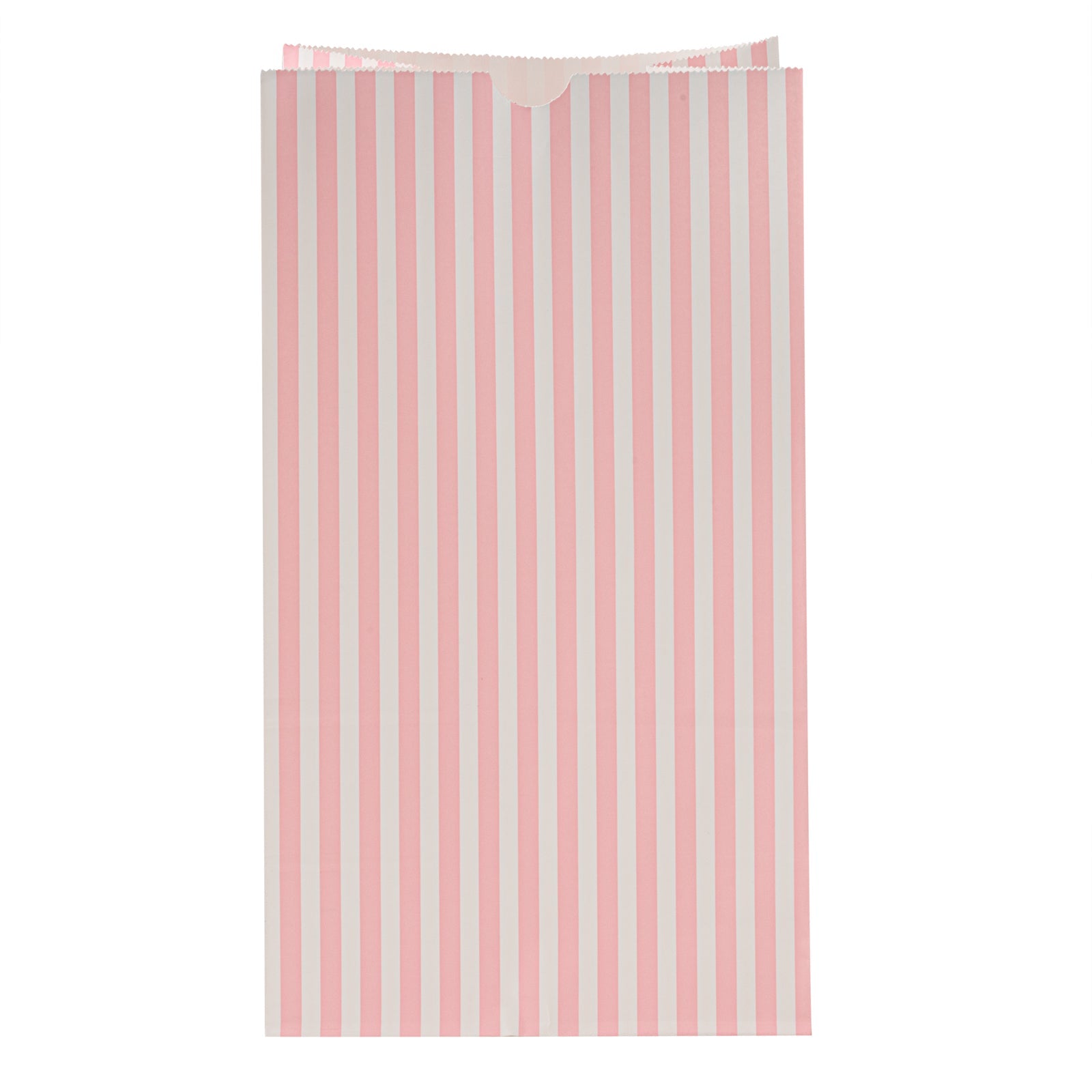 Bag Tek Pink and White Stripe Paper Bag - 12 lb - 7" x 4 1/4" x 12 1/2" - 100 count box