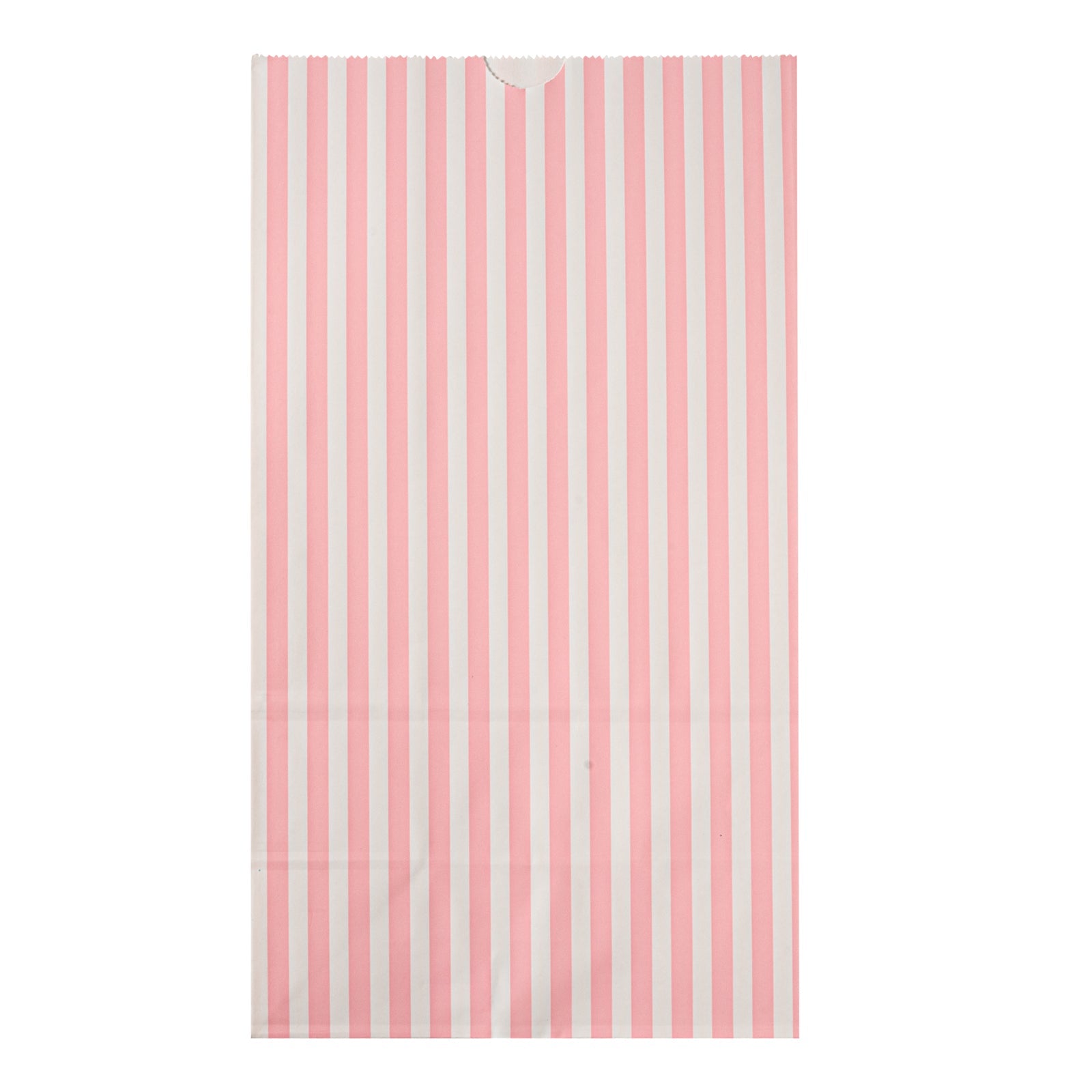 Bag Tek Pink and White Stripe Paper Bag - 12 lb - 7" x 4 1/4" x 12 1/2" - 100 count box