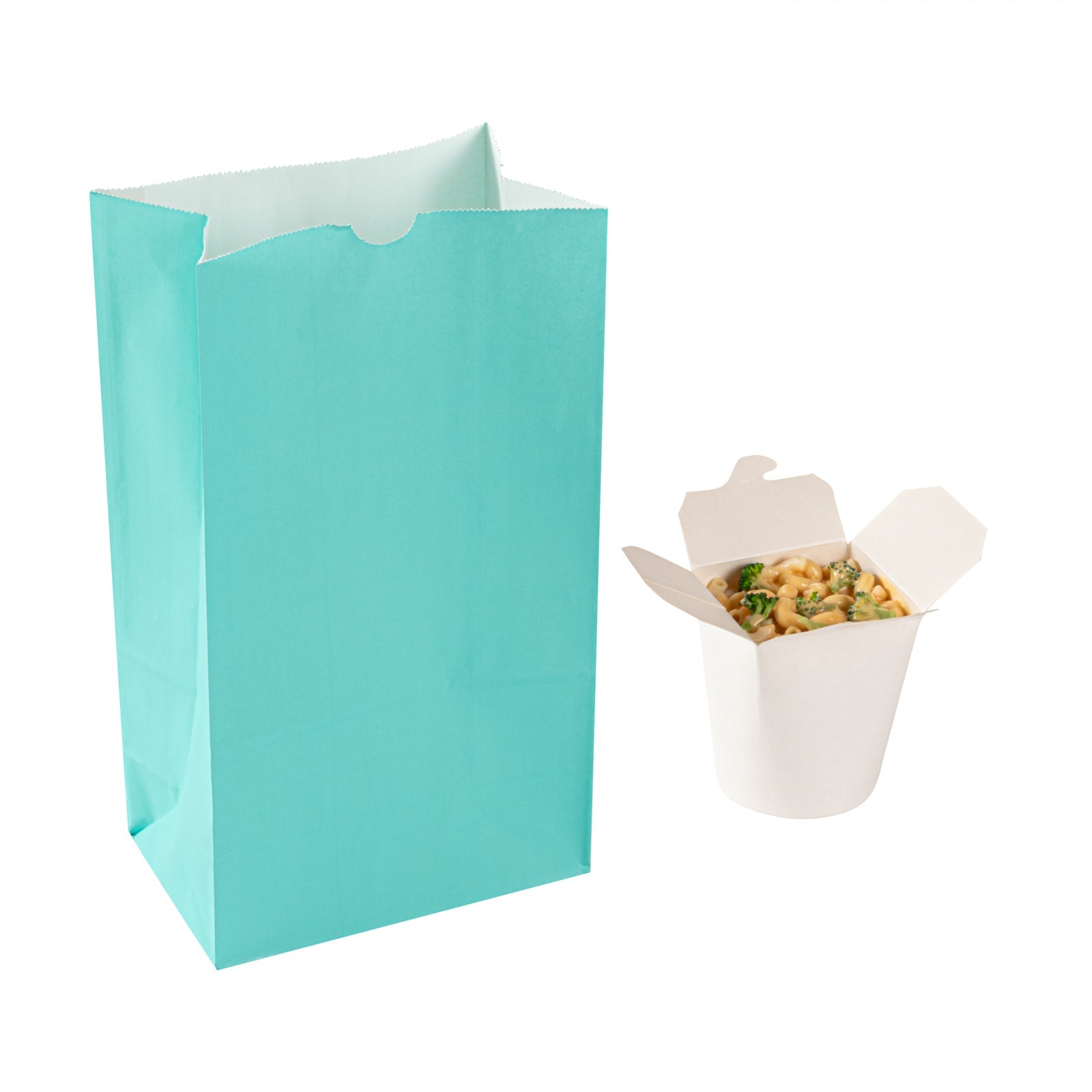 Bag Tek Turquoise Paper Bag - 12 lb - 7" x 4 1/4" x 12 1/2" - 100 count box