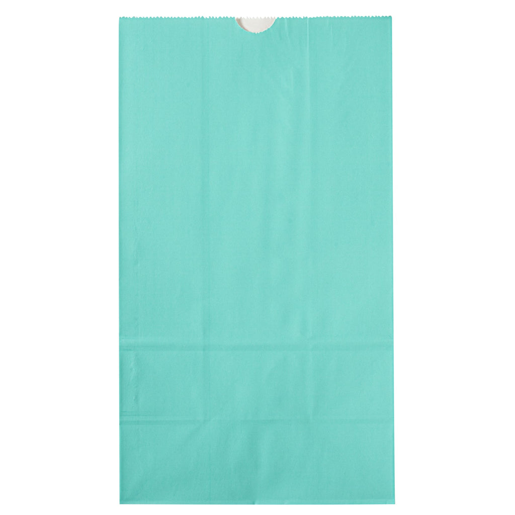 Bag Tek Turquoise Paper Bag - 12 lb - 7" x 4 1/4" x 12 1/2" - 100 count box