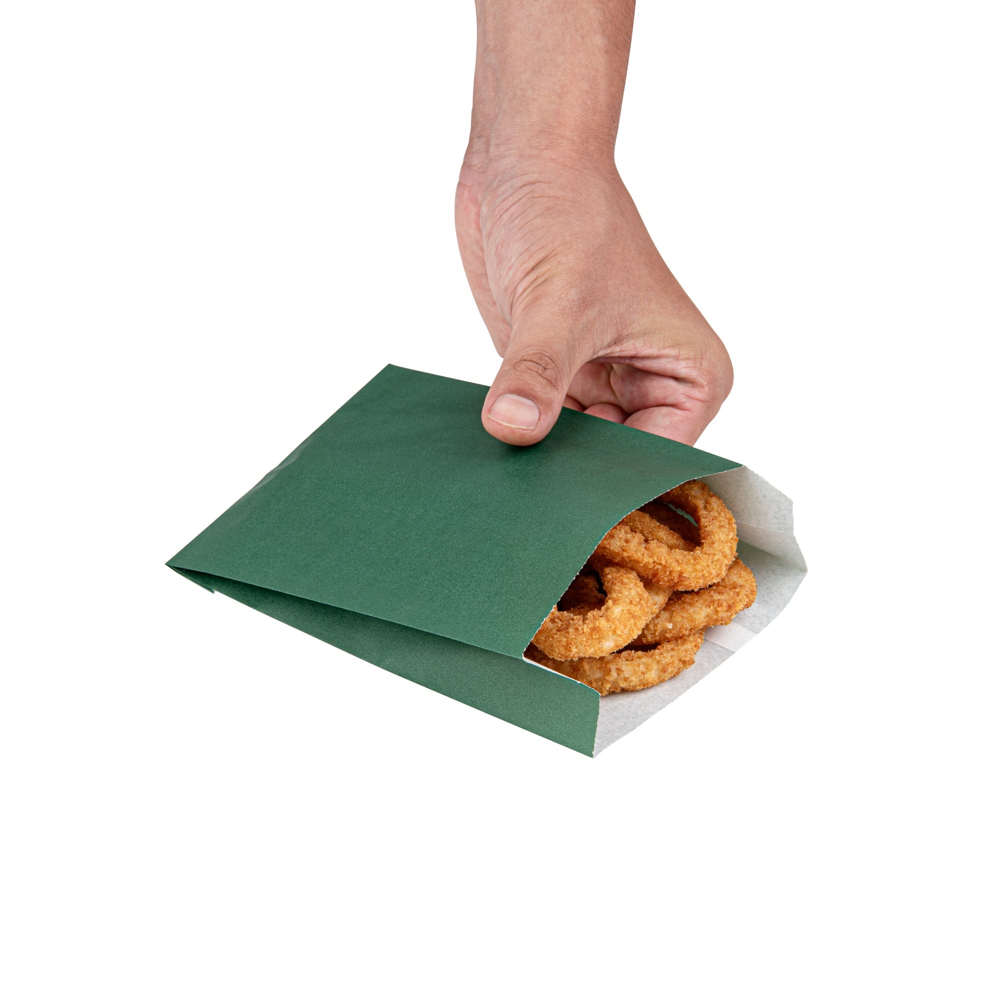 Bag Tek Forest Green Paper French Fry / Snack Bag - 4 1/4" x 1 1/2" x 6 1/4" - 100 count box