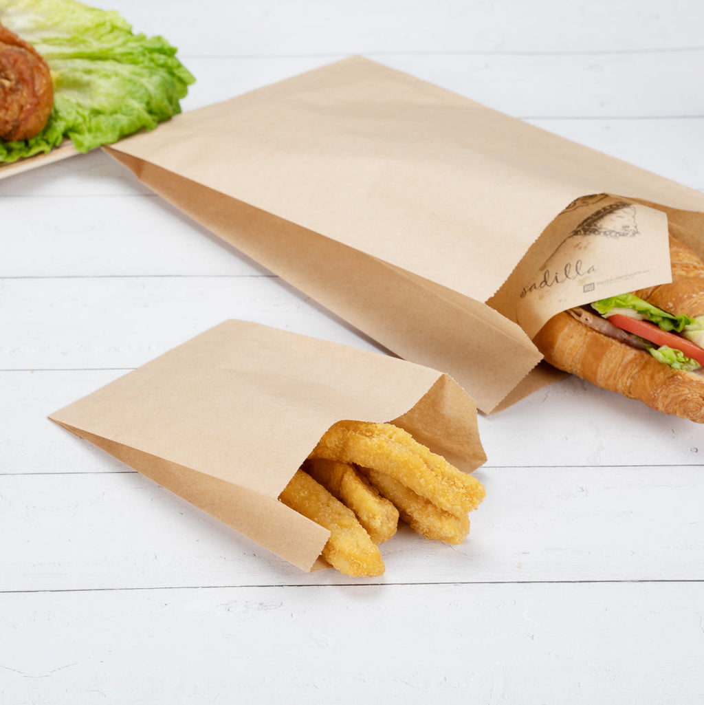 Bag Tek Kraft Paper French Fry / Snack Bag - 4 1/4" x 1 1/2" x 6 1/4" - 100 count box