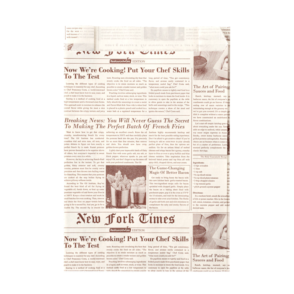 Bag Tek Sepia Newsprint Paper French Fry / Snack Bag - 4 1/4" x 1 1/2" x 6 1/4" - 100 count box