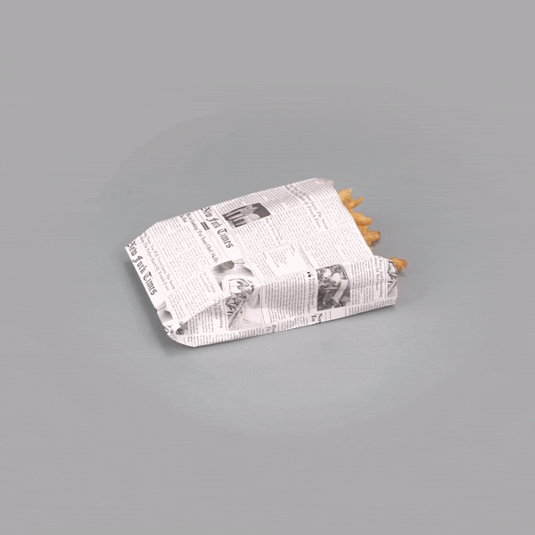 Bag Tek Newsprint Paper French Fry / Snack Bag - 4 1/4" x 1 1/2" x 6 1/4" - 100 count box