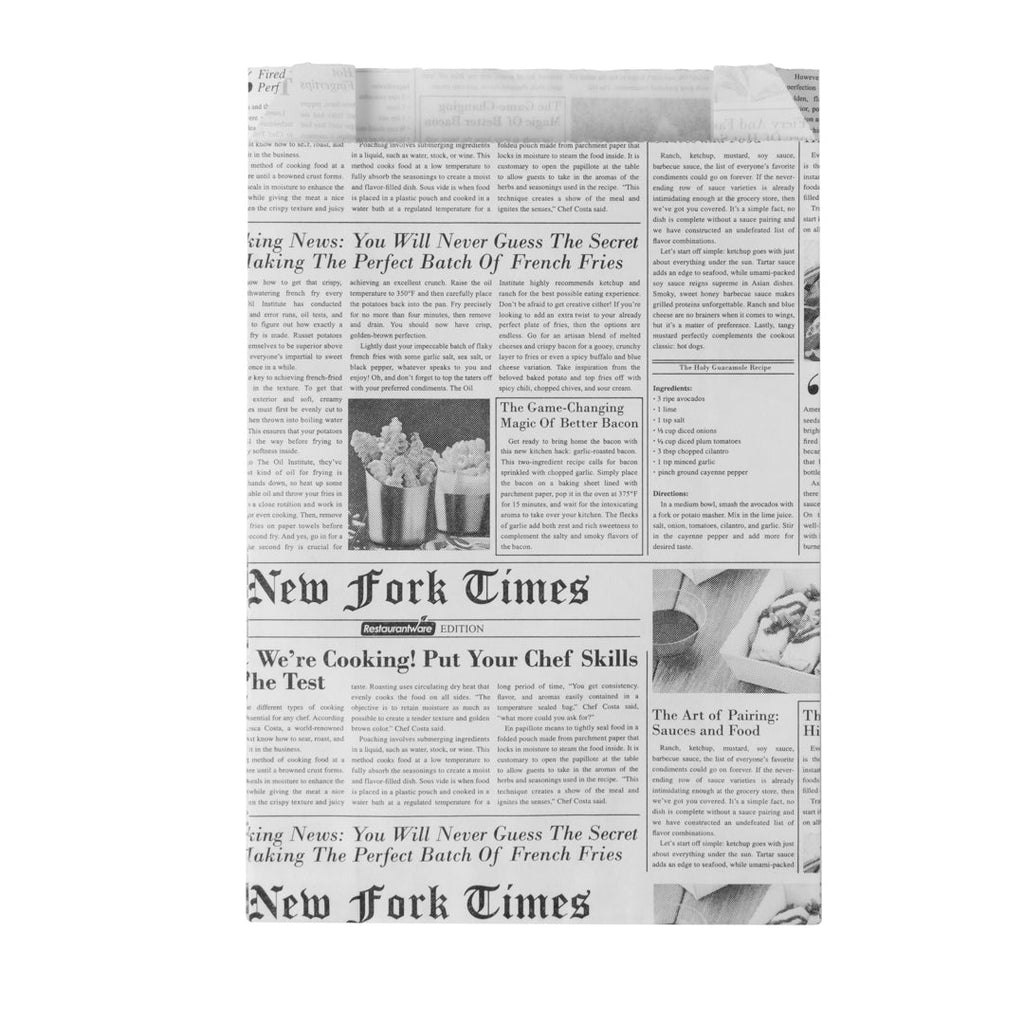 Bag Tek Newsprint Paper French Fry / Snack Bag - 4 1/4" x 1 1/2" x 6 1/4" - 100 count box