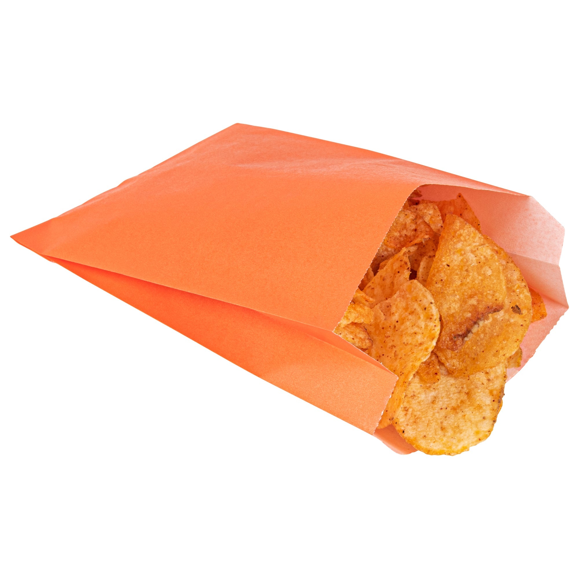Bag Tek Tangerine Orange Paper French Fry / Snack Bag - 4 1/4" x 1 1/2" x 6 1/4" - 100 count box