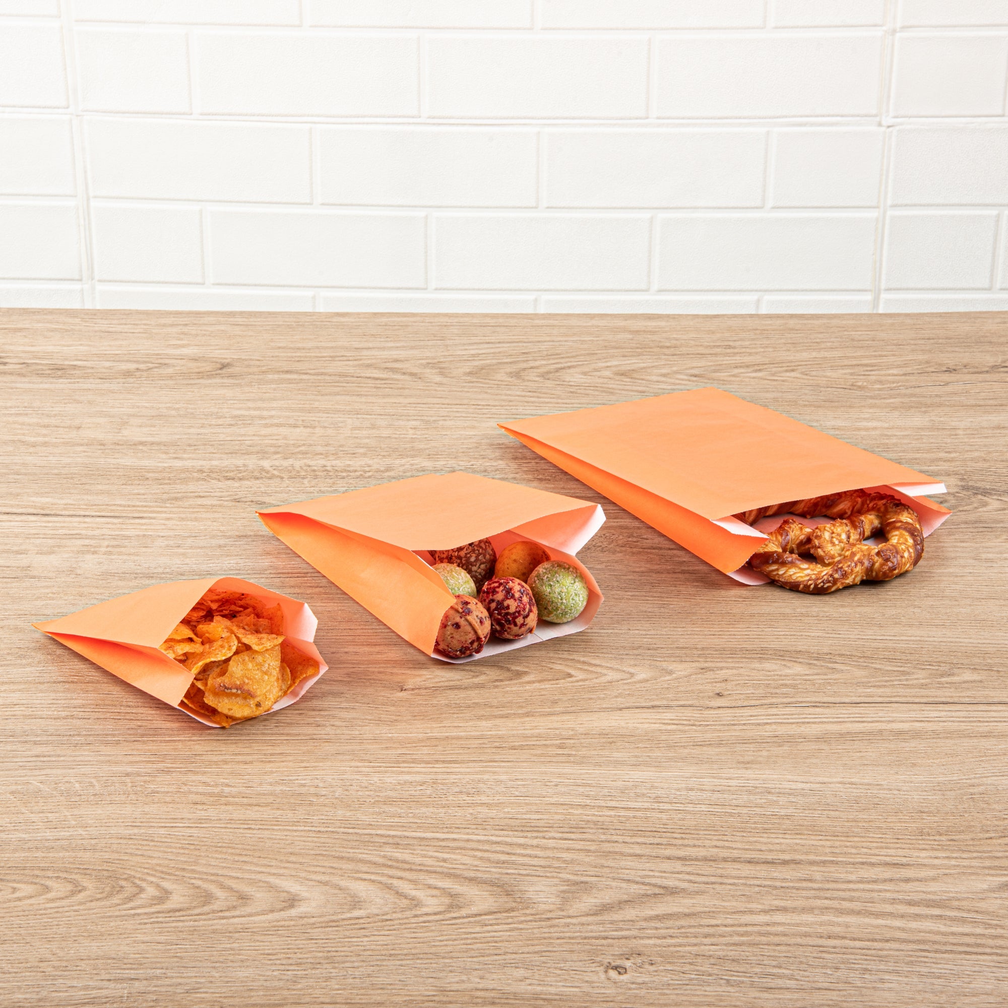 Bag Tek Tangerine Orange Paper French Fry / Snack Bag - 4 1/4" x 1 1/2" x 6 1/4" - 100 count box