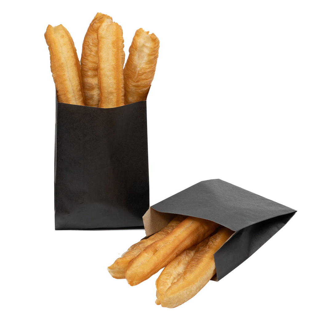 Bag Tek Black Paper French Fry / Snack Bag - 5" x 3" x 8 3/4" - 100 count box