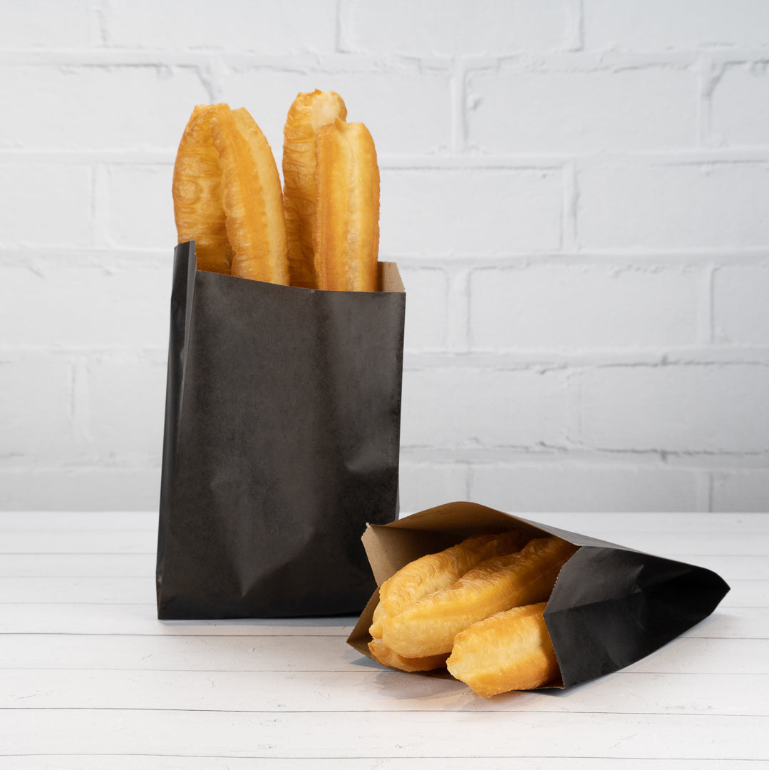 Bag Tek Black Paper French Fry / Snack Bag - 5" x 3" x 8 3/4" - 100 count box
