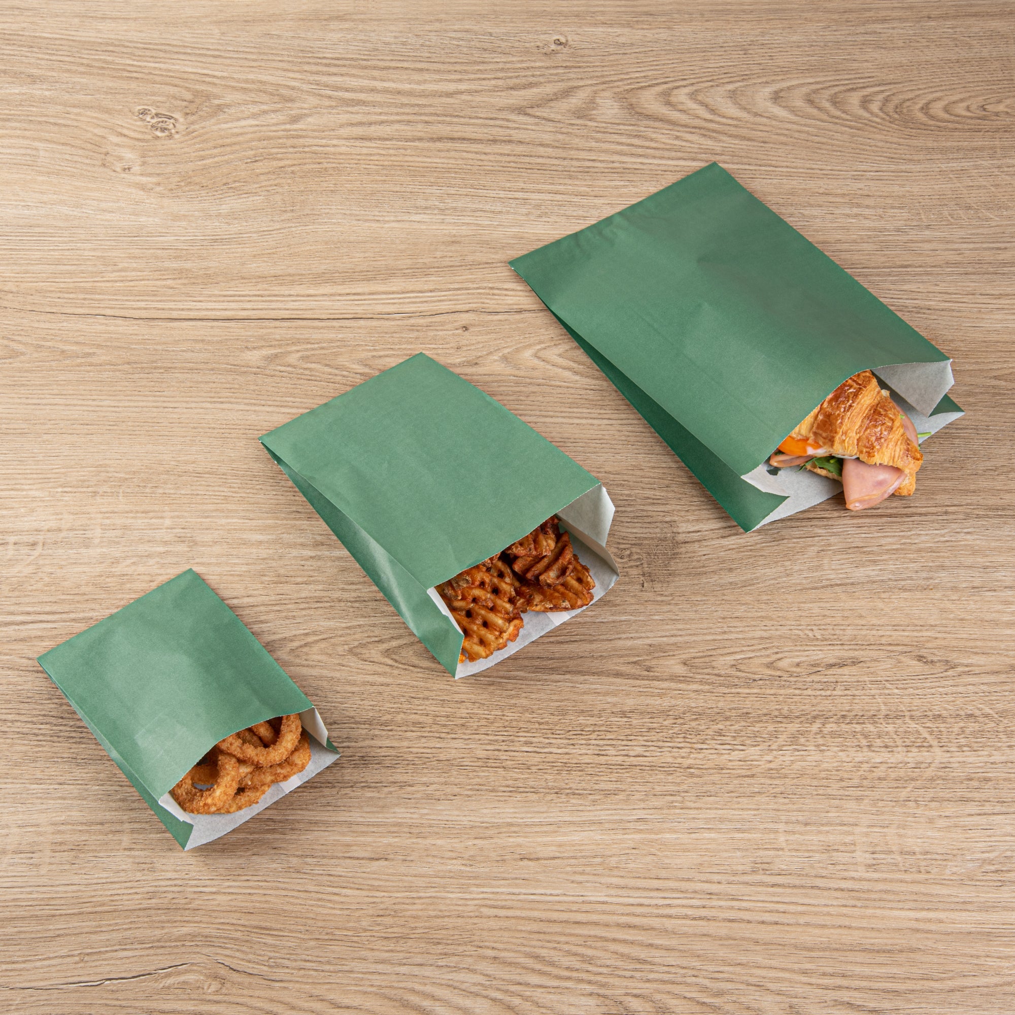 Bag Tek Forest Green Paper French Fry / Snack Bag - 5" x 3" x 8 3/4" - 100 count box