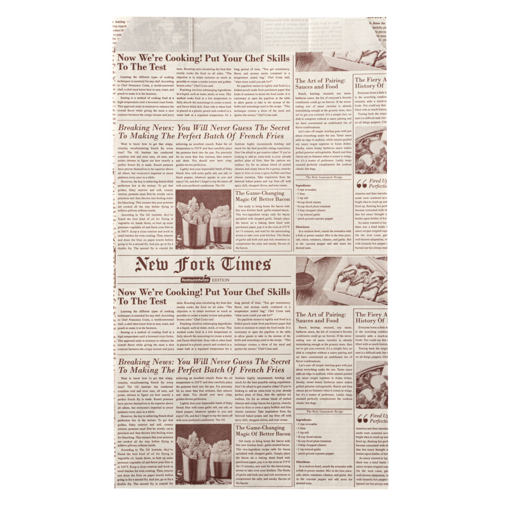 Bag Tek Sepia Newsprint Paper French Fry / Snack Bag - 5" x 3" x 8 3/4" - 100 count box