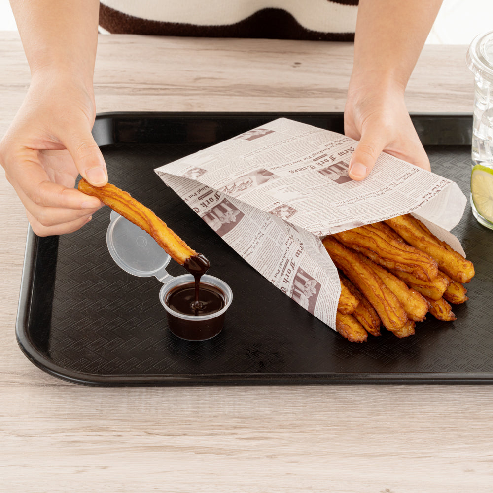 Bag Tek Sepia Newsprint Paper French Fry / Snack Bag - 5" x 3" x 8 3/4" - 100 count box