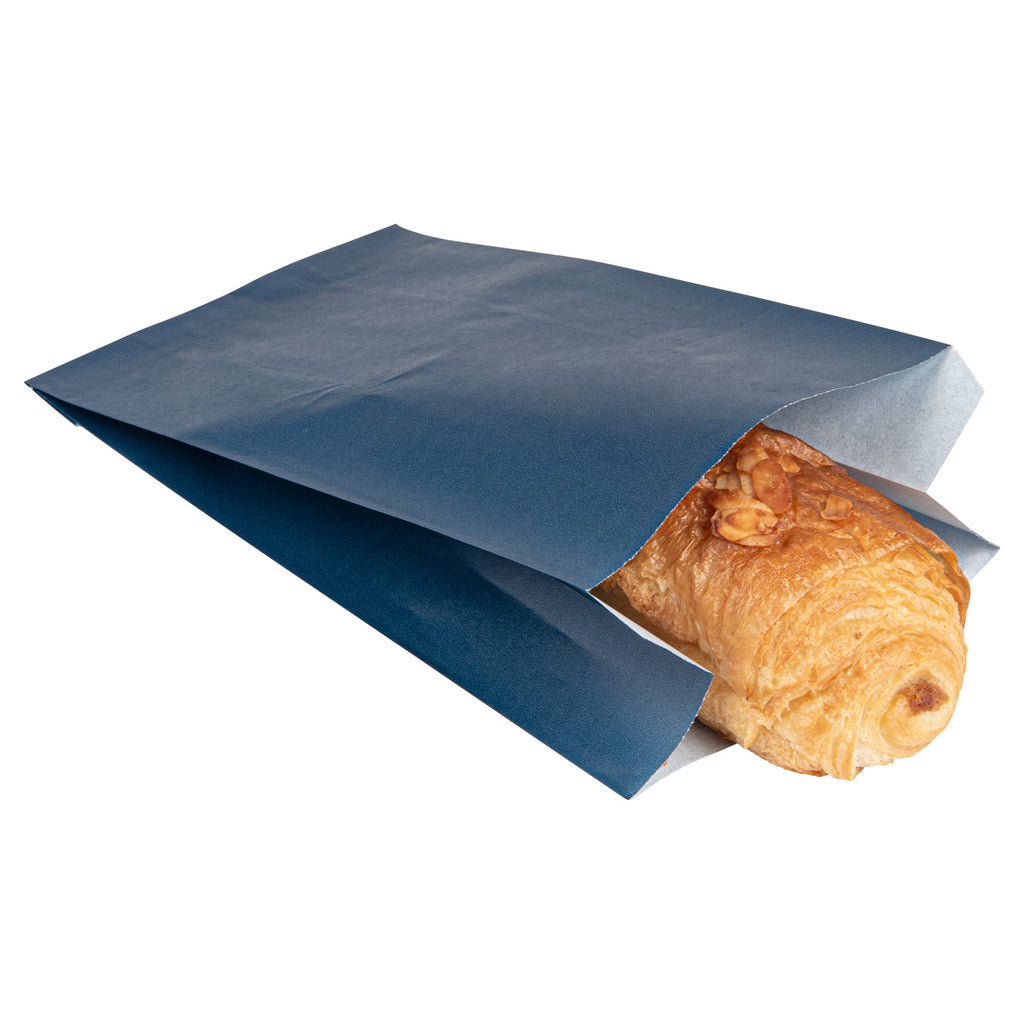 Bag Tek Midnight Blue Paper French Fry / Snack Bag - 5" x 3" x 8 3/4" - 100 count box