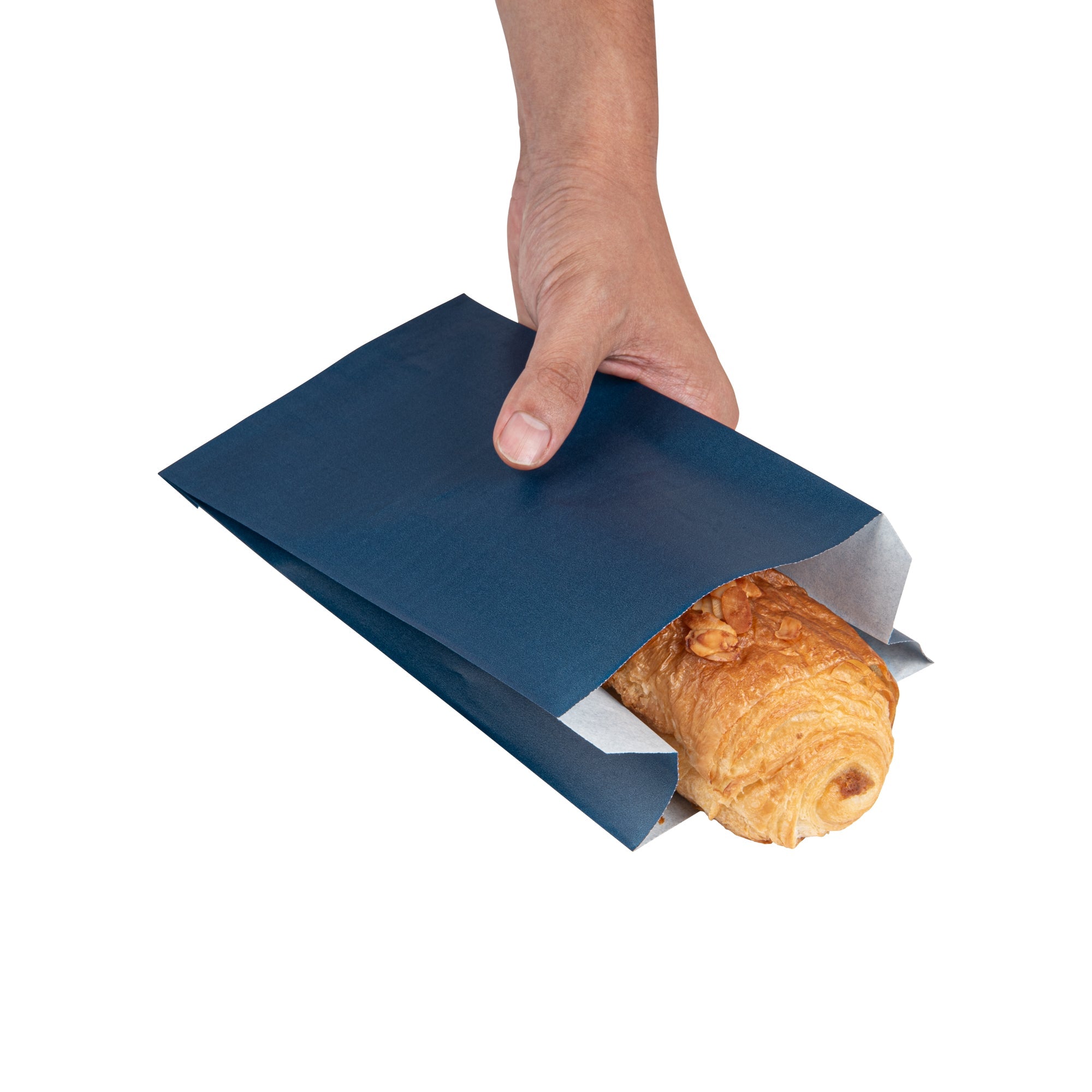 Bag Tek Midnight Blue Paper French Fry / Snack Bag - 5" x 3" x 8 3/4" - 100 count box