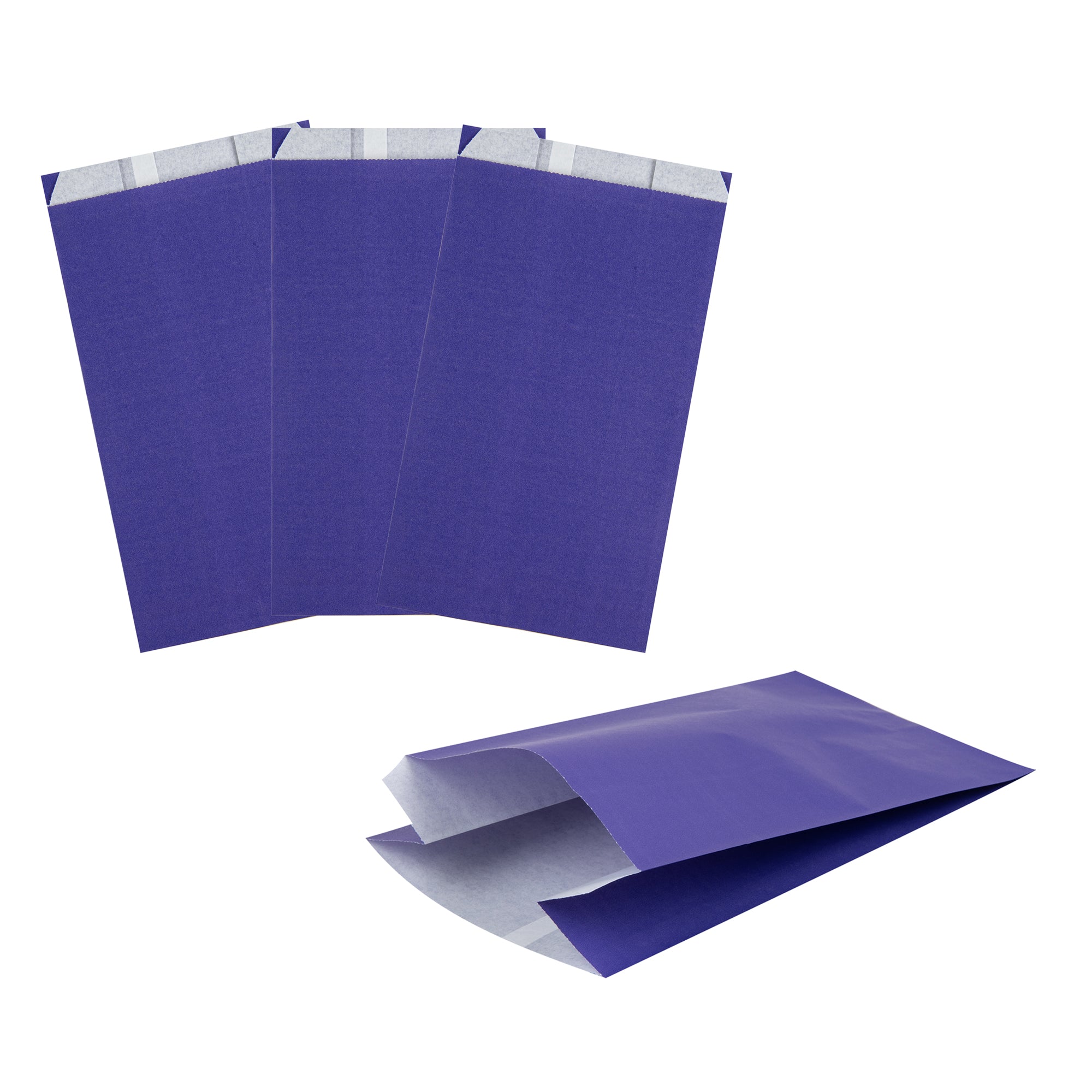 Bag Tek Purple Paper French Fry / Snack Bag - 5" x 3" x 8 3/4" - 100 count box