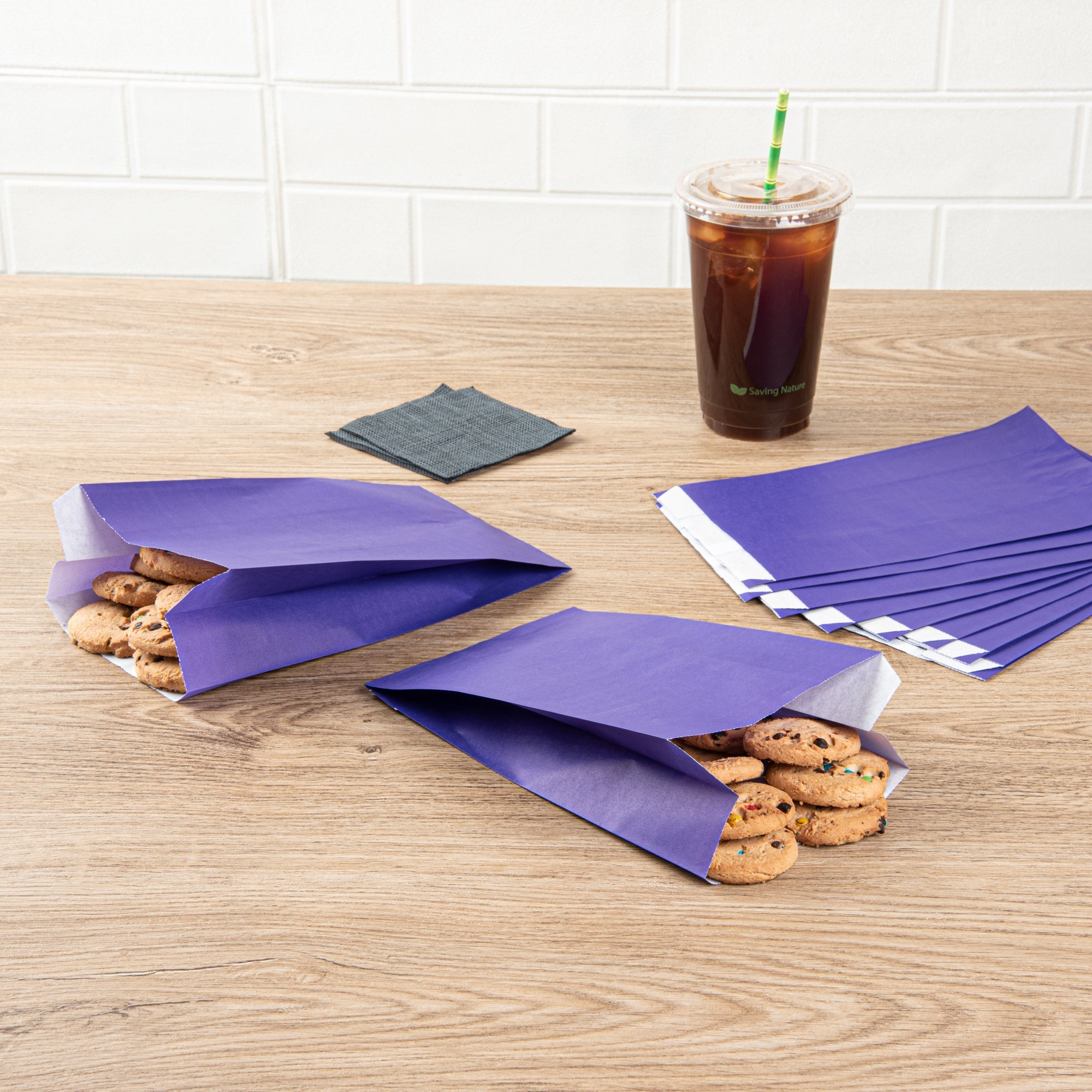 Bag Tek Purple Paper French Fry / Snack Bag - 5" x 3" x 8 3/4" - 100 count box