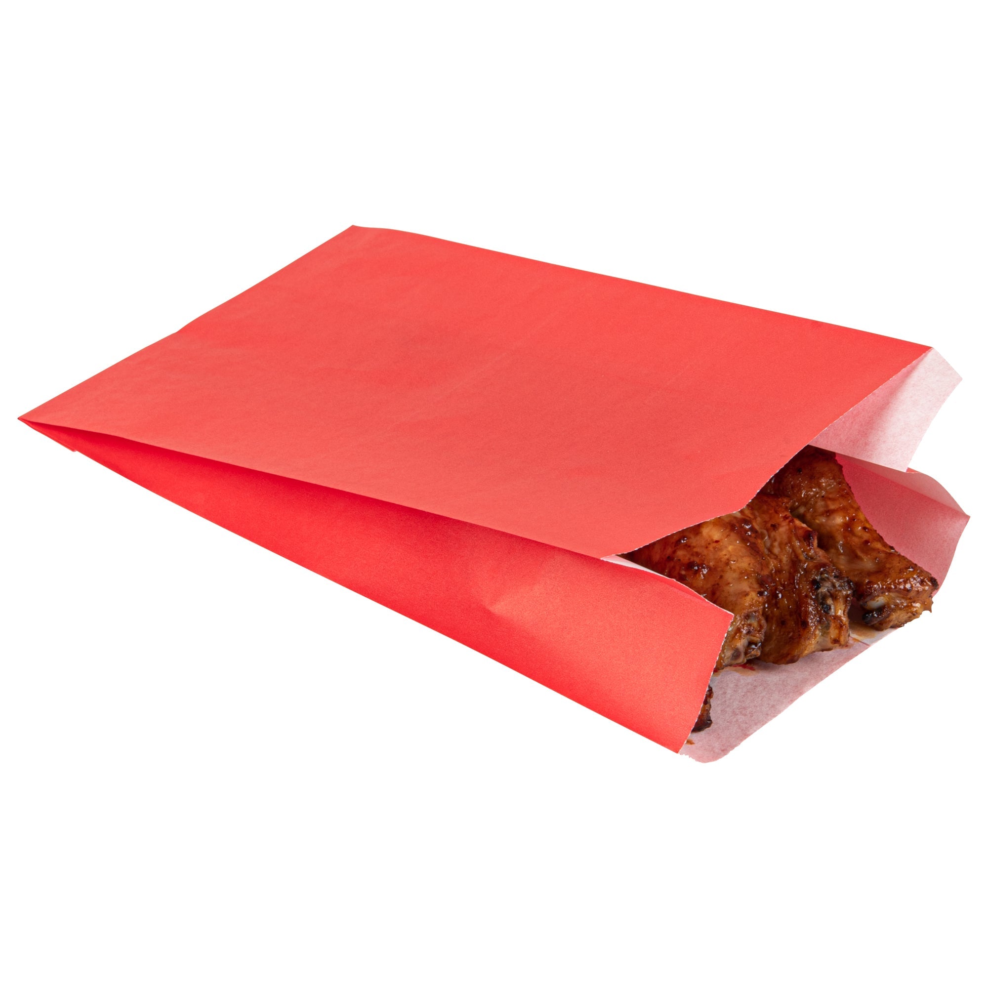 Bag Tek Red Paper French Fry / Snack Bag - 5" x 3" x 8 3/4" - 100 count box