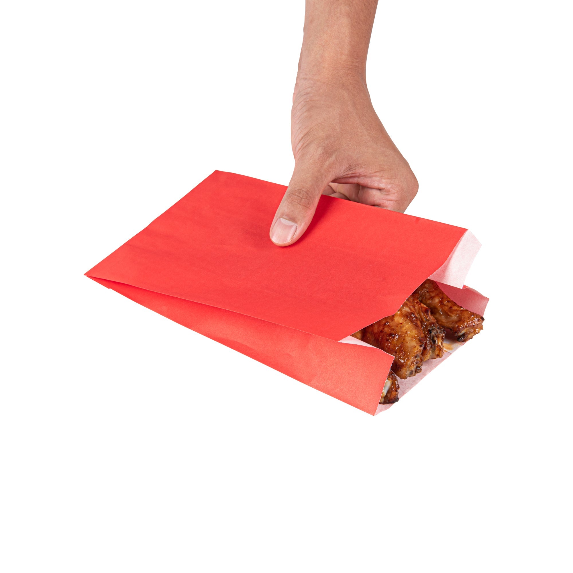 Bag Tek Red Paper French Fry / Snack Bag - 5" x 3" x 8 3/4" - 100 count box